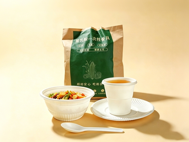 聚乳酸一次性四件套<br>口杯180ml/碗115*55mm/盘88mm/勺12mm