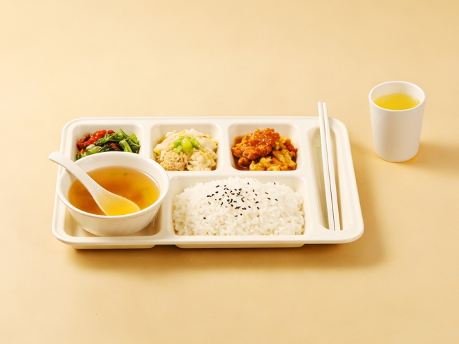 聚乳酸六格餐盘组合（经典款）六格餐盘/碗/杯/勺/筷